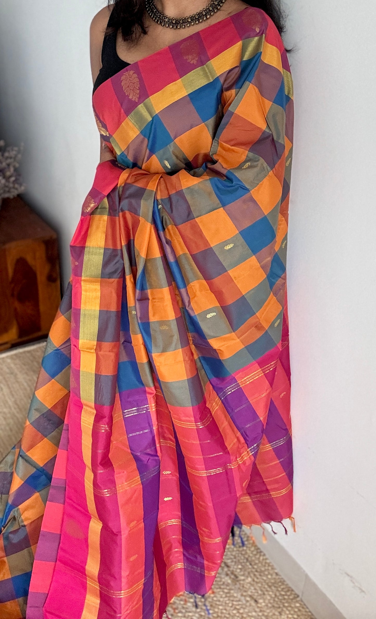 Paalum Pazhamum Symphony - Checkered Pattern, Semi-Silk - YCCOTNPPSS02