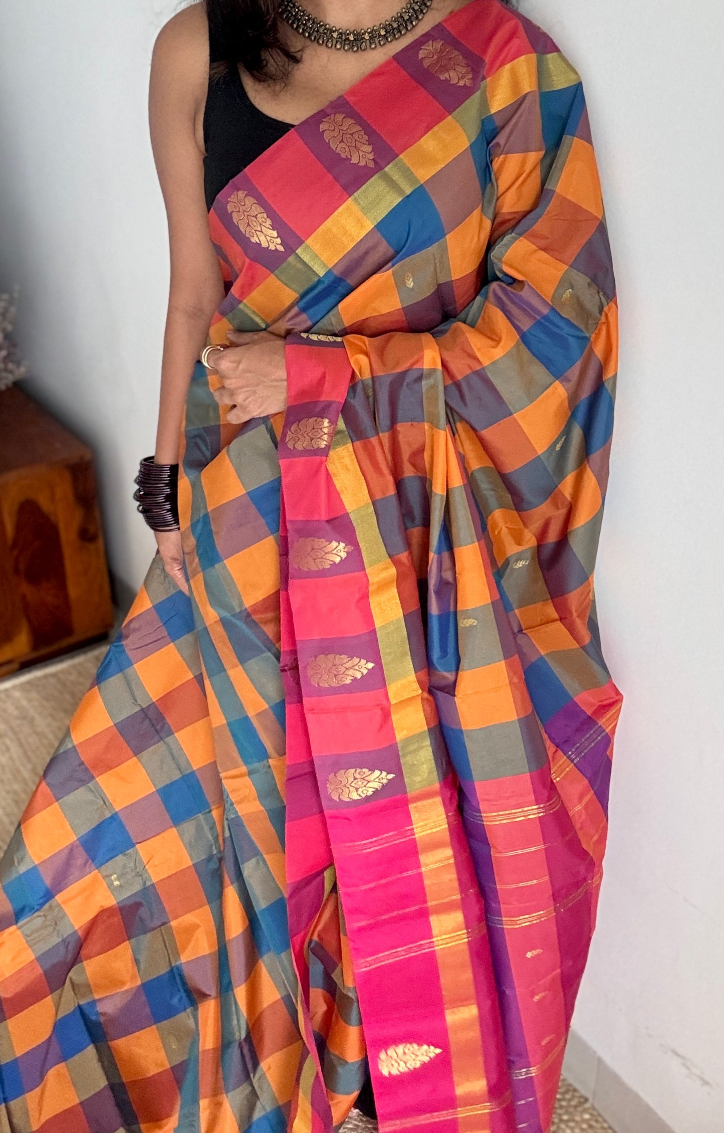 Paalum Pazhamum Symphony - Checkered Pattern, Semi-Silk - YCCOTNPPSS02