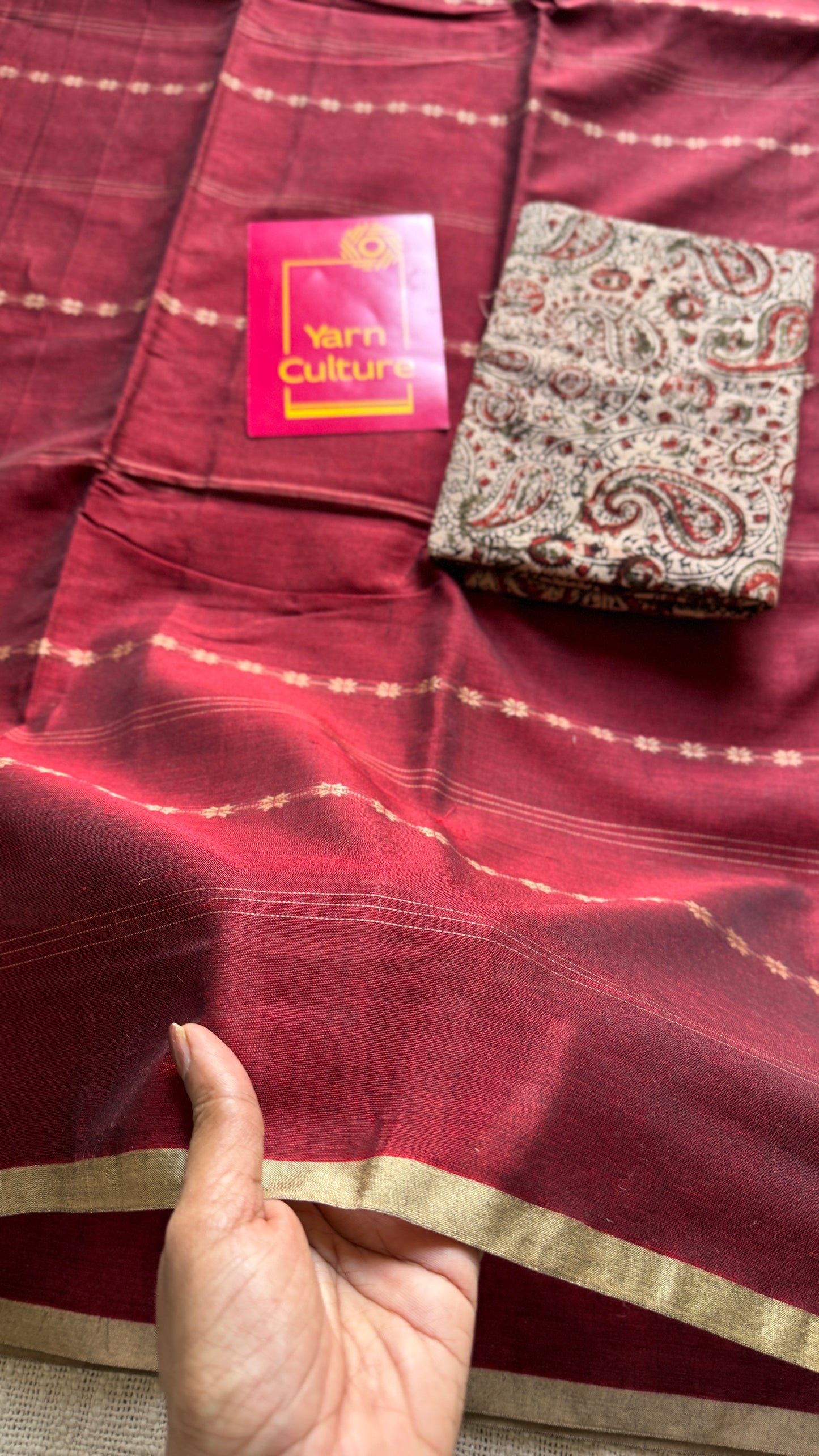 Bold Maroon Woven Motifs - Premium Narayanpet Soft Cotton