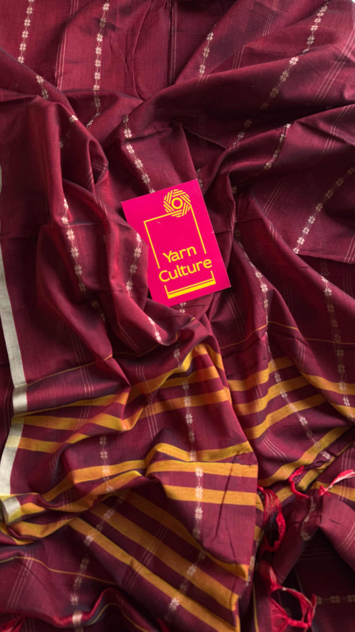 Bold Maroon Woven Motifs - Premium Narayanpet Soft Cotton