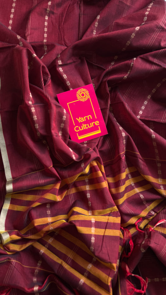 Bold Maroon Woven Motifs - Premium Narayanpet Soft Cotton
