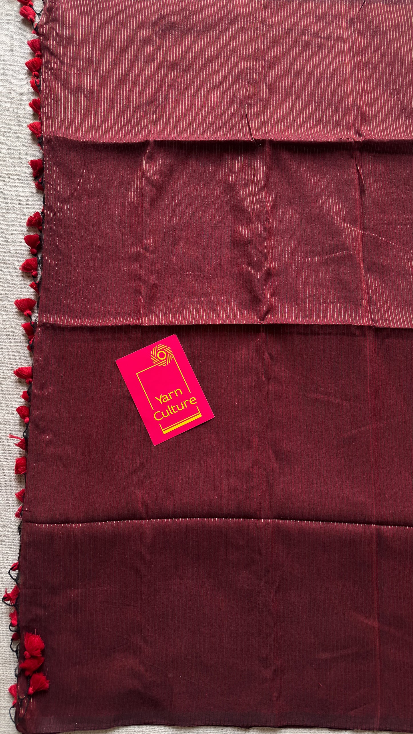 Berry Roast - Deep maroon & gold stripes, mul cotton