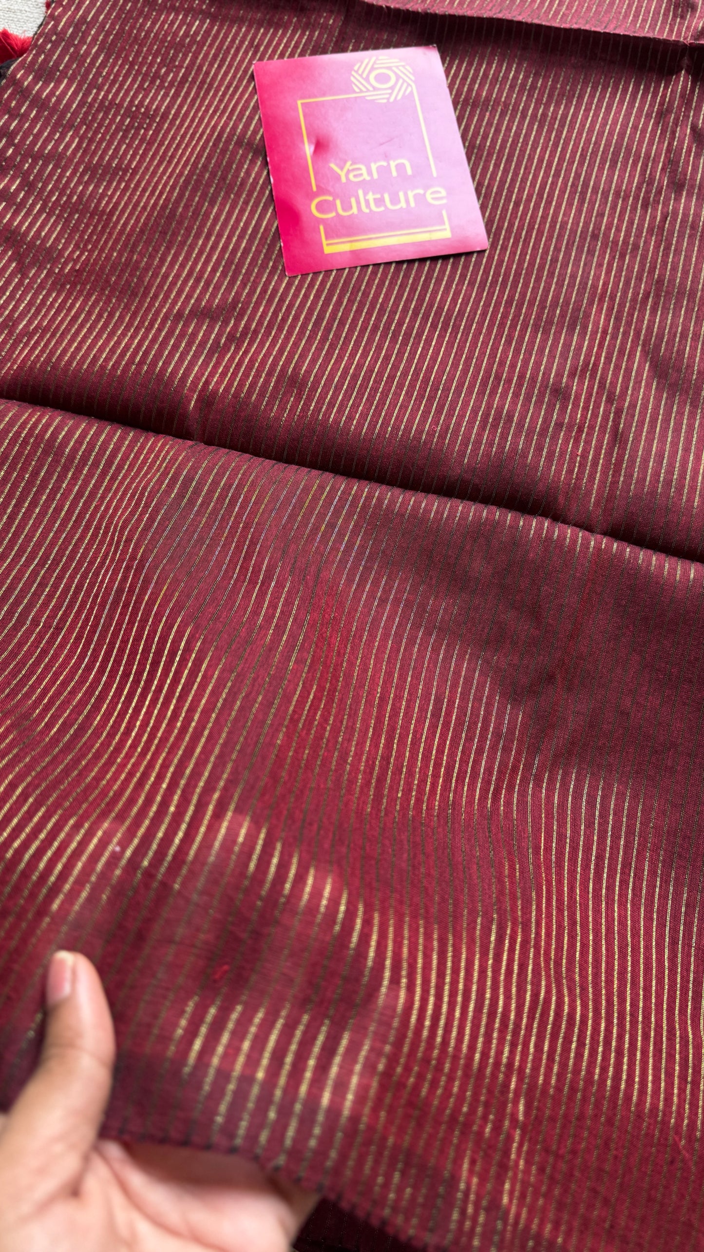 Berry Roast - Deep maroon & gold stripes, mul cotton