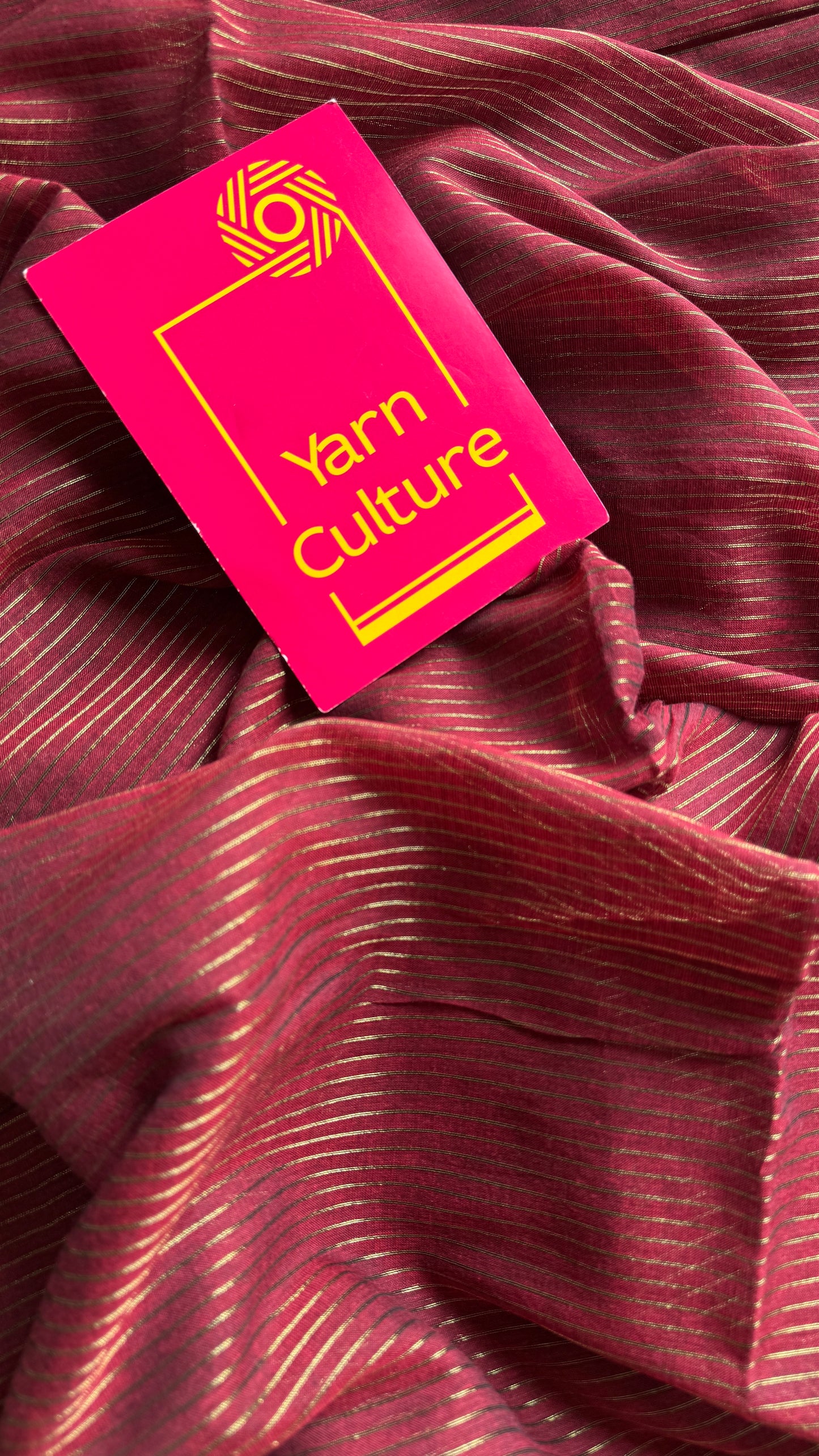 Berry Roast - Deep maroon & gold stripes, mul cotton
