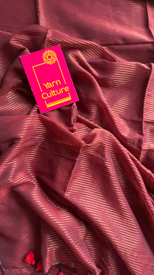 Berry Roast - Deep maroon & gold stripes, mul cotton