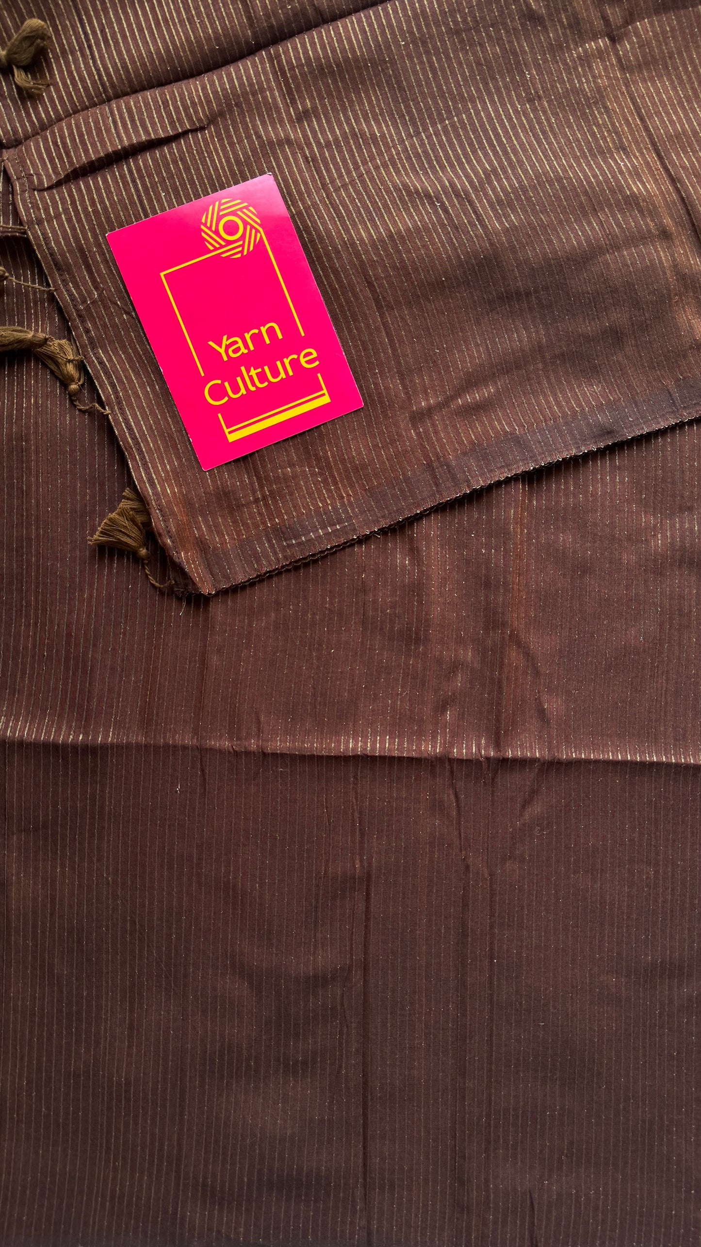 Mocha Bean - Deep brown & gold stripes, mul cotton