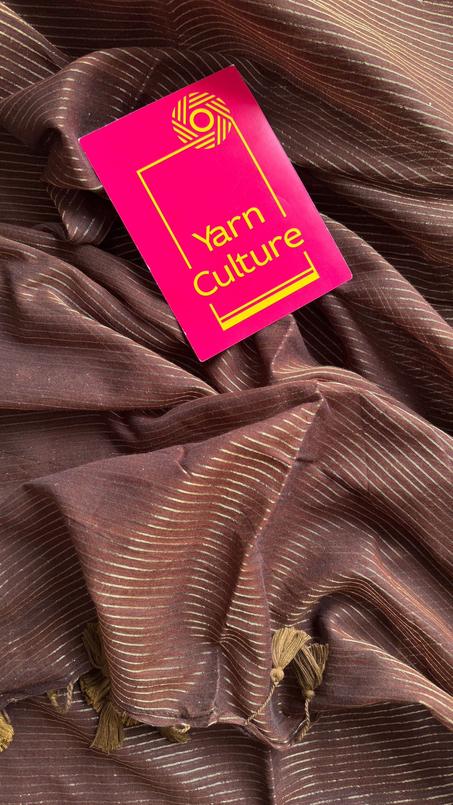 Mocha Bean - Deep brown & gold stripes, mul cotton