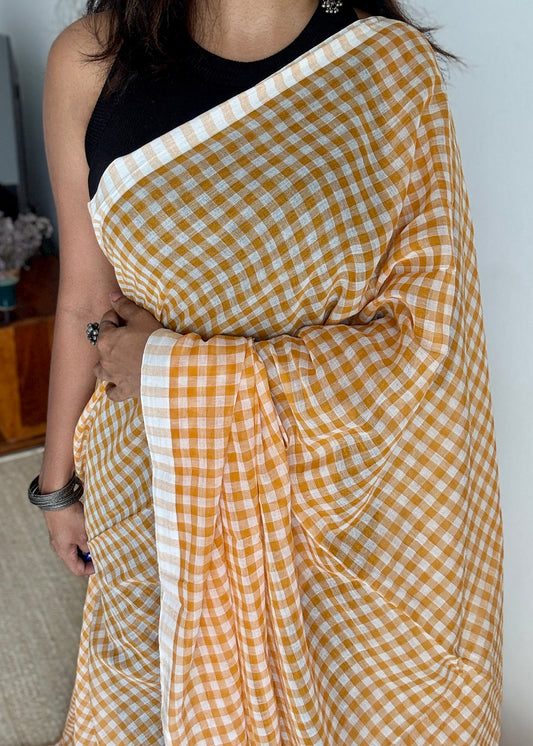Orange Ice - Orange & cream checks, mul cotton YCBCMCC01