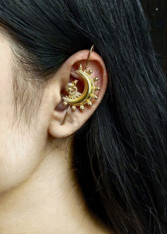 Gold plated earcuff, peacock - YCGPECF413